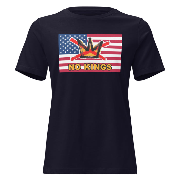 No Kings Flag (FDT back) - Women's Relaxed T-Shirt